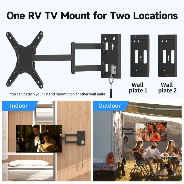 Alt view image 3 of 7 - Suptek Lockable RV TV Mount for 13-43 Inch TVs | Full Motion Locking Wall Mount for Camper, Trailer, Motorhome, Boat, Truck, Indoor and Outdoor, VESA 200mm, Supports 44lbs, Model MA1342