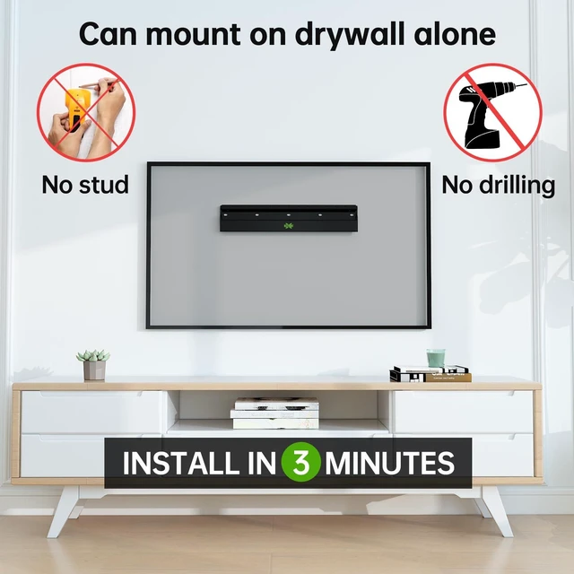 Alt view image 2 of 7 - No Stud TV Wall Mount Low Profile for Most 26-60" Televisions up to 100 lbs,No Dril Monitor Mount for Drywall, Studless Wall Mount Bracket Max VESA 400x400mm for Flat Screen&Curved TVs, Easy Install