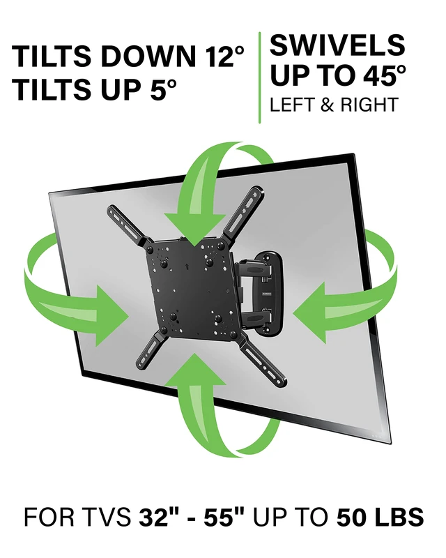 Alt view image 4 of 7 - Made for Amazon Universal Full-Motion TV Wall Mount for TVs up to 55" and Compatible with Amazon Fire TVs