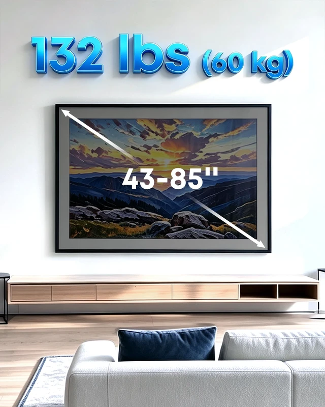 Alt view image 4 of 7 - Ultra Slim TV Wall Mount for 43-85 Inch TV Up to 132lbs,Max VESA 1200x800mm | 0.3" Low Profile TV Mount,Compatible with For Flat & Frame TVs,Flush Wall Mount TV Bracket