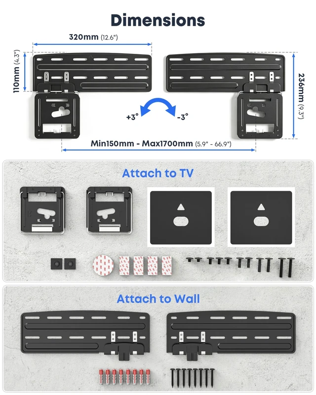 Alt view image 6 of 7 - Ultra Slim TV Wall Mount for 43-85 Inch TV Up to 132lbs,Max VESA 1200x800mm | 0.3" Low Profile TV Mount,Compatible with For Flat & Frame TVs,Flush Wall Mount TV Bracket