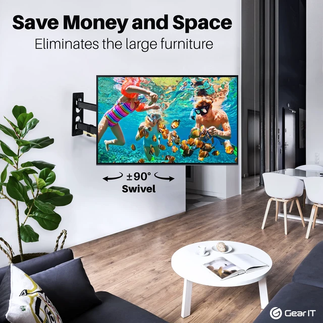 Alt view image 4 of 7 - GEARit Full Motion TV Wall Mount 23 to 43 inch Swivel Tilt VESA 75 100 200 | Holds up to 66 lbs, Articulating Extension Arm, Swivel Tilt and Level, Monitor and TV, Hardware Included