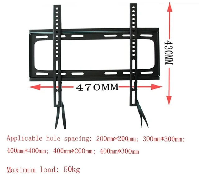 Alt view image 2 of 7 - Hoopever TV Mount Fixed for 26"-65" TVs, Universal Thin Wall Mount Bracket, Holds TV 1.25" from Wall, Pull String Locking System, Max VESA 470x430mm, Max Load 110 lbs