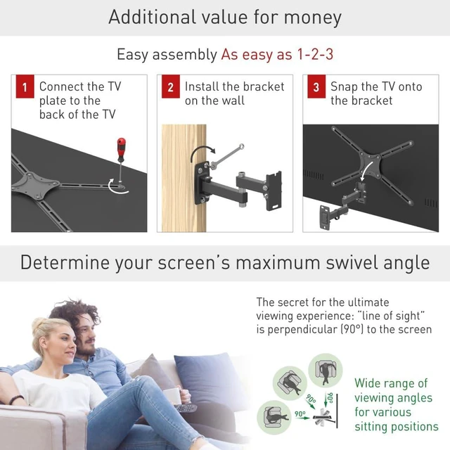 Alt view image 4 of 7 - Barkan TV Wall Mount, 13-58 inch Full Motion Articulating - 4 Movement Screen Bracket, Holds up to 55lbs, Fits LED OLED LCD