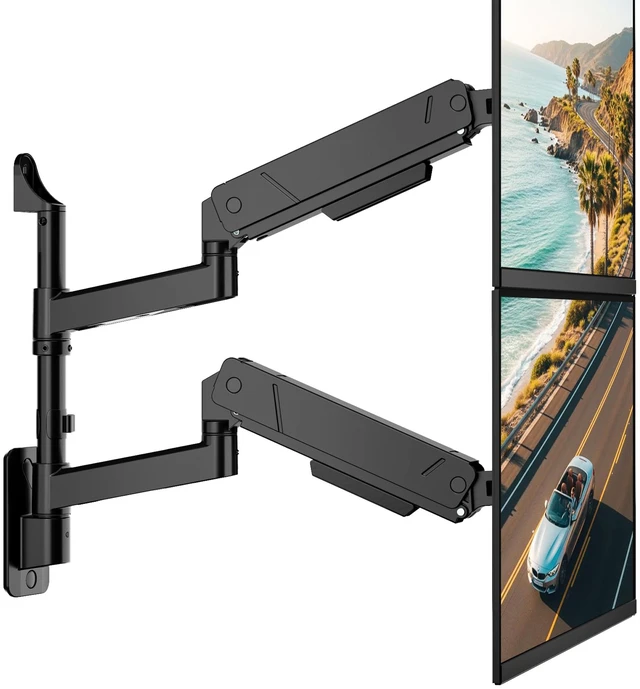 Main image of monTEK Vertical Dual Monitor Wall Mount for 17-45" Screens, 35.2 Lbs Each | Heavy Duty Dual Monitor Arm, Full Motion, 75x75/100x100 Compatible, for Flat/Curved Monitors, Home Office & Gaming, Black