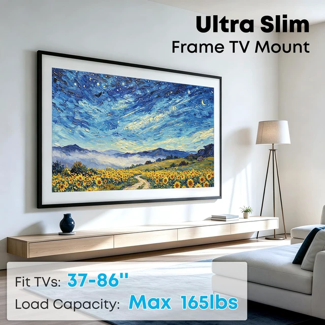 Alt view image 2 of 7 - IMtKotW Ultra Slim TV Wall Mount for 37-86 inch, Weight Max 165 lbs | 0.37'' Low Profile TV Wall Mount, for Flat & Frame TV, VESA 200 x 200- 600 x 400 mm, Flush to Wall
