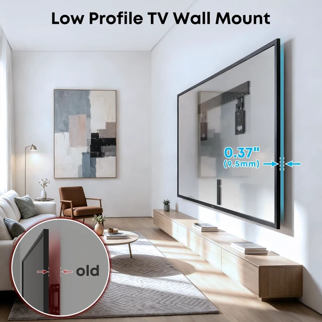 Alt view image 3 of 7 - IMtKotW Ultra Slim TV Wall Mount for 37-86 inch, Weight Max 165 lbs | 0.37'' Low Profile TV Wall Mount, for Flat & Frame TV, VESA 200 x 200- 600 x 400 mm, Flush to Wall