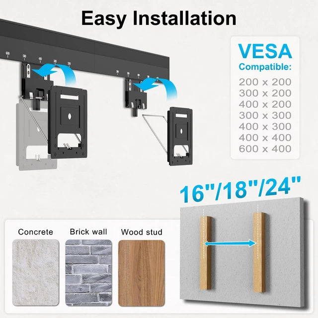 Alt view image 6 of 7 - IMtKotW Ultra Slim TV Wall Mount for 37-86 inch, Weight Max 165 lbs | 0.37'' Low Profile TV Wall Mount, for Flat & Frame TV, VESA 200 x 200- 600 x 400 mm, Flush to Wall