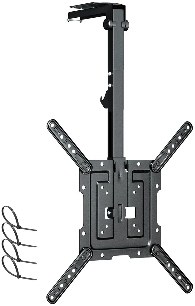 Main image of Ceiling TV Mount Flip Down for 23-55'' TV, Manual Drop Down TV Mount | Foldable, Fits Flat and Pitched Roof, Height Adjustable, Swivel, Max Load 44 lbs, Max VESA 400x400 mm, Black
