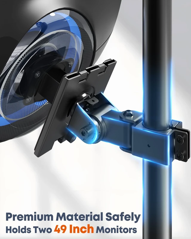 Alt view image 5 of 7 - PUTORSEN Dual Monitor Wall Mount for 17-49" Screens | Supports Flat & Curved Screens, 44lbs per Arm, Heavy Duty, Height Adjustable, VESA 75/100mm, Black