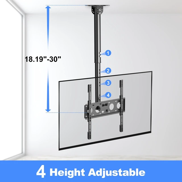 Alt view image 5 of 7 - XINLEI Ceiling TV Mount Full Motion TV Bracket for Most 26 to 65 Inch Flat Curved TVs/Monitors, Swivel Tilt Height Adjustable Hanging Mount, Hold up to 100 Lbs, VESA 400x400mm MCA3