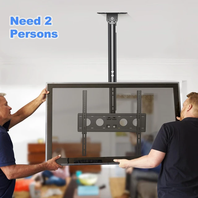 Alt view image 7 of 7 - XINLEI Ceiling TV Mount Full Motion TV Bracket for Most 26 to 65 Inch Flat Curved TVs/Monitors, Swivel Tilt Height Adjustable Hanging Mount, Hold up to 100 Lbs, VESA 400x400mm MCA3