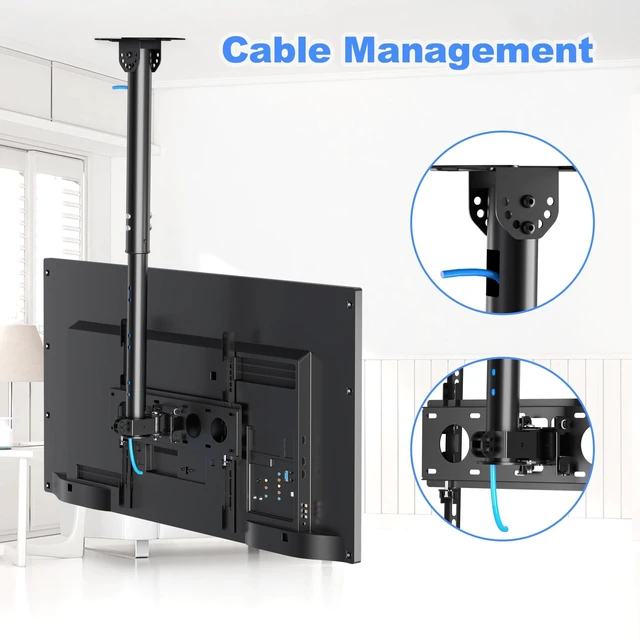 Alt view image 6 of 7 - XINLEI Ceiling TV Mount Full Motion TV Bracket for Most 26 to 65 Inch Flat Curved TVs/Monitors, Swivel Tilt Height Adjustable Hanging Mount, Hold up to 100 Lbs, VESA 400x400mm MCA3