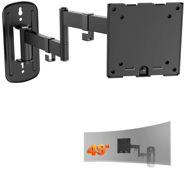Main image of Monitor Wall Mount for up to 49 inch Ultrawide Screens, Max Holds 44lbs | Low Profile Wall Mount Monitor Arm, Fully Adjustable Dual Steel Arm with 4.1" to 18.1" Extension, VESA 75/100 mm, Black