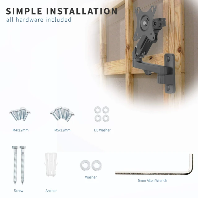 Alt view image 7 of 7 - VIVO Black Single Monitor Wall Mount for 17 to 32 inch Screens, MOUNT-G100B | Premium Aluminum Monitor Mount, Pneumatic Adjustable Arm, Maximum VESA 100x100, Holds 15.4 lbs