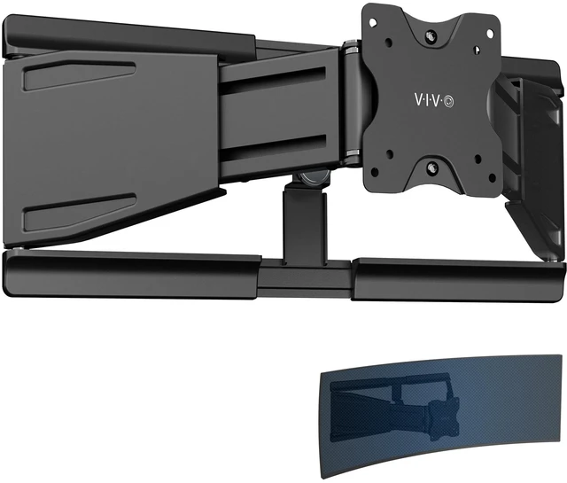 Main image of VIVO Black Telescoping Ultrawide Wall Mount, Up to 49" Screens, Mount-VWLP2 | Heavy Duty Ultra Wide Monitor Mount, Adjustable, Low Profile, Max VESA 100x100mm, Holds 44 lbs