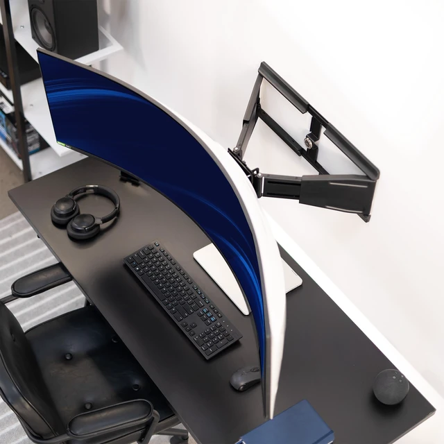 Alt view image 2 of 7 - VIVO Black Telescoping Ultrawide Wall Mount, Up to 49" Screens, Mount-VWLP2 | Heavy Duty Ultra Wide Monitor Mount, Adjustable, Low Profile, Max VESA 100x100mm, Holds 44 lbs