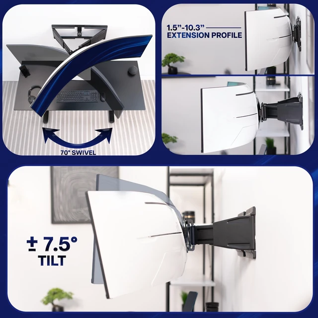 Alt view image 6 of 7 - VIVO Black Telescoping Ultrawide Wall Mount, Up to 49" Screens, Mount-VWLP2 | Heavy Duty Ultra Wide Monitor Mount, Adjustable, Low Profile, Max VESA 100x100mm, Holds 44 lbs