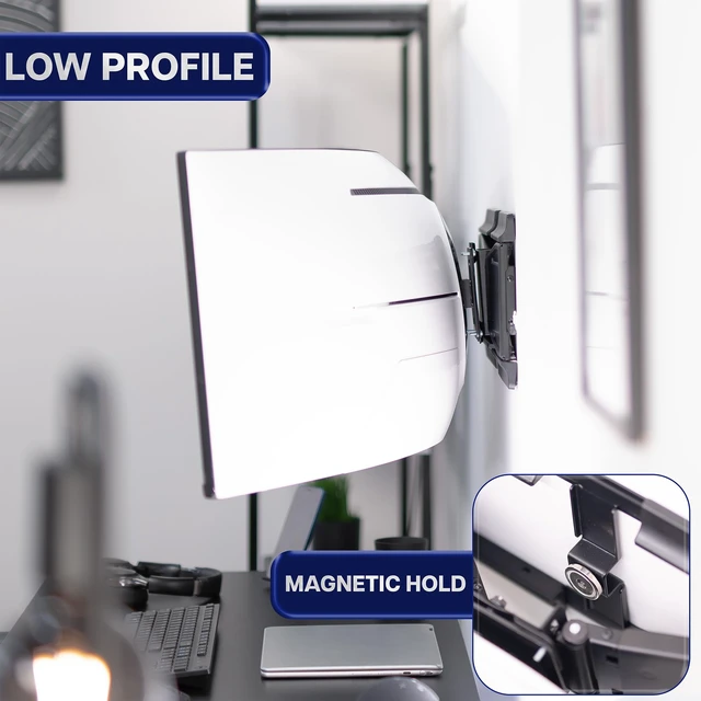 Alt view image 4 of 7 - VIVO Black Telescoping Ultrawide Wall Mount, Up to 49" Screens, Mount-VWLP2 | Heavy Duty Ultra Wide Monitor Mount, Adjustable, Low Profile, Max VESA 100x100mm, Holds 44 lbs