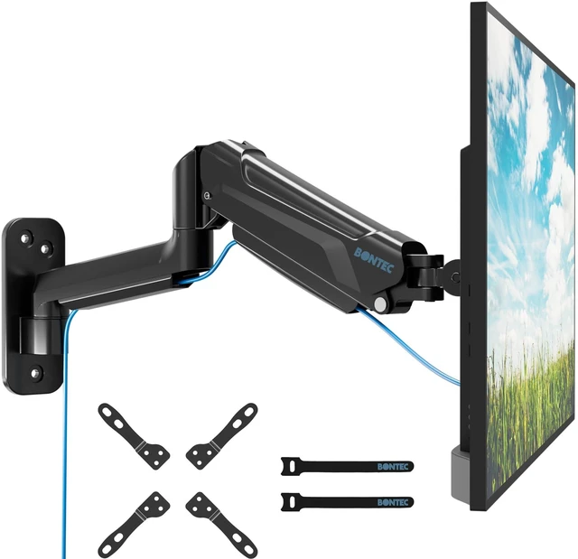 Main image of BONTEC Monitor Wall Mount Arm, 13-42 Inch Screens, Max VESA 200x200mm | VESA Gas Spring Height Adjustable, Max 19.8lbs, Swivel, Tilt, Space-Saving Desk Mount, Easy Installation, Single Arm TV Mount