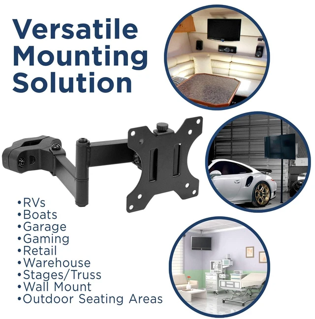 Alt view image 2 of 7 - Mount-It! Universal Full Motion Steel Pole Mount with Articulating Arm and Removable VESA Plate for 17 to 32 Inch Monitors & TVs, VESA 75x75 & 100x100 Compatible, Black (MI-391)