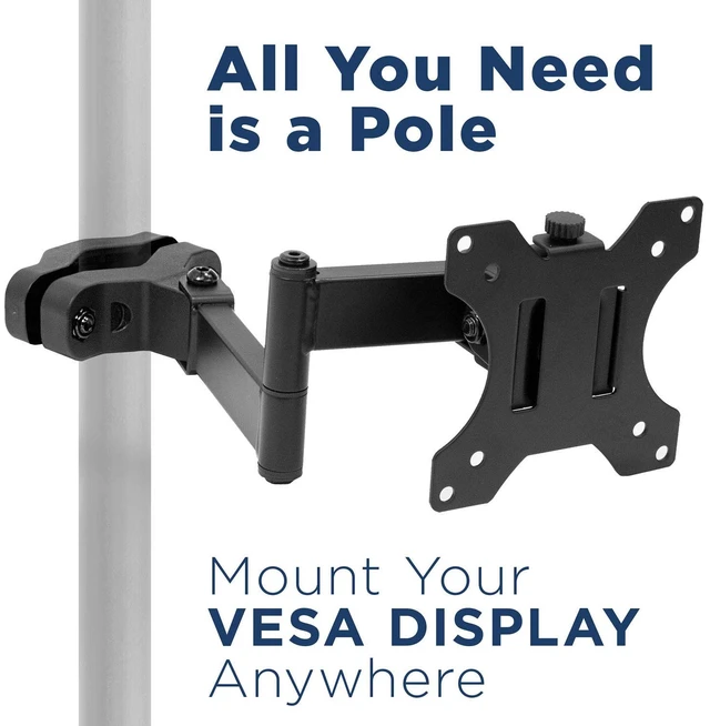 Alt view image 3 of 7 - Mount-It! Universal Full Motion Steel Pole Mount with Articulating Arm and Removable VESA Plate for 17 to 32 Inch Monitors & TVs, VESA 75x75 & 100x100 Compatible, Black (MI-391)