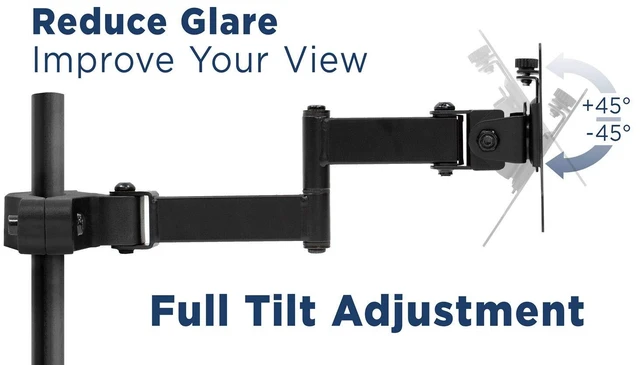 Alt view image 5 of 7 - Mount-It! Universal Full Motion Steel Pole Mount with Articulating Arm and Removable VESA Plate for 17 to 32 Inch Monitors & TVs, VESA 75x75 & 100x100 Compatible, Black (MI-391)