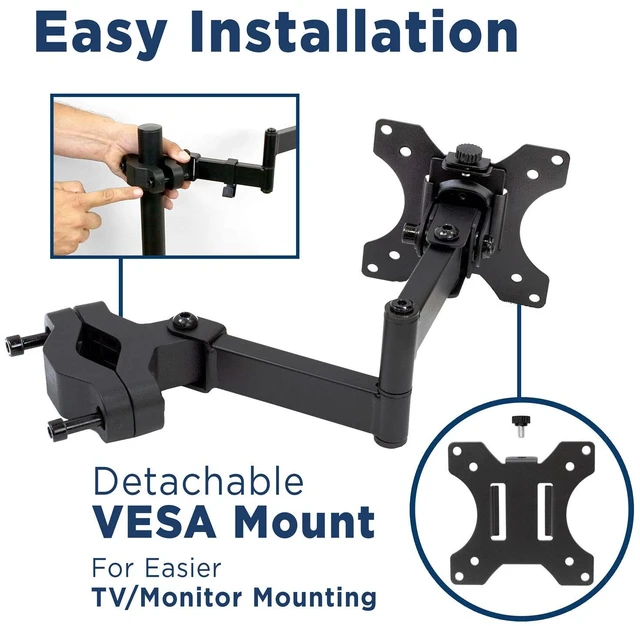 Alt view image 6 of 7 - Mount-It! Universal Full Motion Steel Pole Mount with Articulating Arm and Removable VESA Plate for 17 to 32 Inch Monitors & TVs, VESA 75x75 & 100x100 Compatible, Black (MI-391)