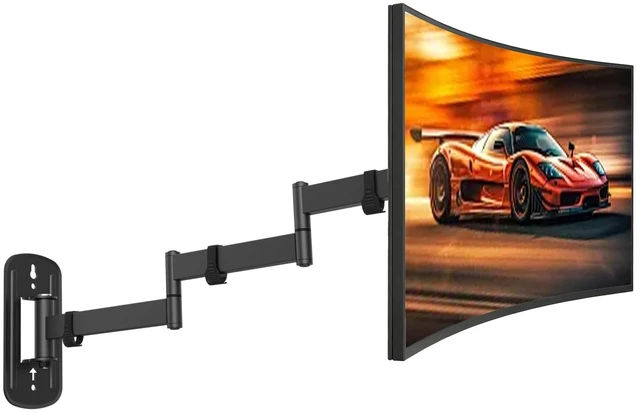 Main image of Long Arm Monitor Wall Mount up to 32 Inch, Heavy Duty 3-Section Steel Arm | 25.94'' Extra Long Wall Mount Monitor Arm, Full Motion VESA Wall Bracket, 75/100mm, Max Loads 19.8lbs