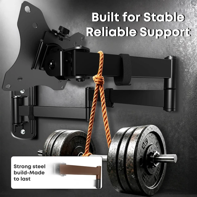 Alt view image 4 of 7 - Long Arm Monitor Wall Mount up to 32 Inch, Heavy Duty 3-Section Steel Arm | 25.94'' Extra Long Wall Mount Monitor Arm, Full Motion VESA Wall Bracket, 75/100mm, Max Loads 19.8lbs