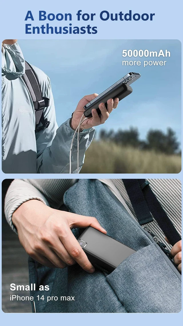 Alt view image 6 of 6 - Portable Charger Power Bank 50000mAh, 30W PD Fast-Charge Battery Pack | 4 Outputs & 2 Inputs, Digital Display,Lightweight, For Camping, Phone Charger for iPhone 17/16/15/14/13, Samsung, Android
