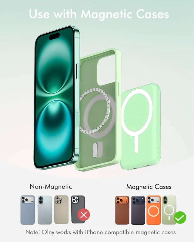 Alt view image 2 of 7 - podorufor MagSafe Power Bank 5000mAh, Ultra-Slim Magnetic Portable Charger | 20W PD Fast Charging, Travel Essentials with USB-C Cable Wireless Battery Pack for iPhone 18/17/16/15/14/13/12 Series-Green