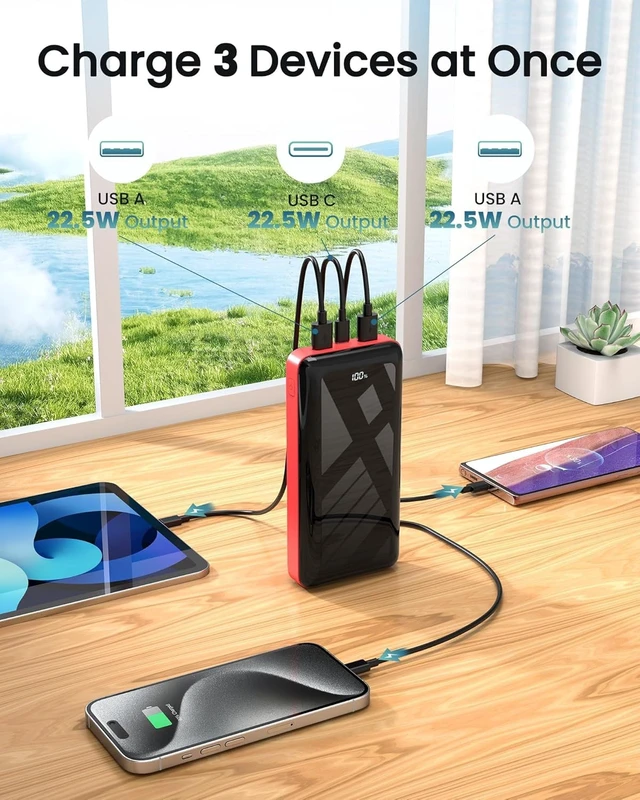 Alt view image 5 of 7 - Power Bank 50000mAh 22.5W Fast Charging Portable Charger USB C Battery Pack | 3 Outputs & 2 Inputs, LED Display, High Capacity External Cell Phone Battery Bank for iPhone 18/17/16/15/14, iPad, Android