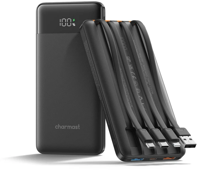 Main image of charmast Portable Charger Fast Charging,Built-in 4 Cables,6 Outs & 4 Inputs | 22.5W 10000 mAh Power Bank USB C Battery Pack Charge 6 Devices at Once,compatible with iPhone,iPad,SamsungTravel Essential