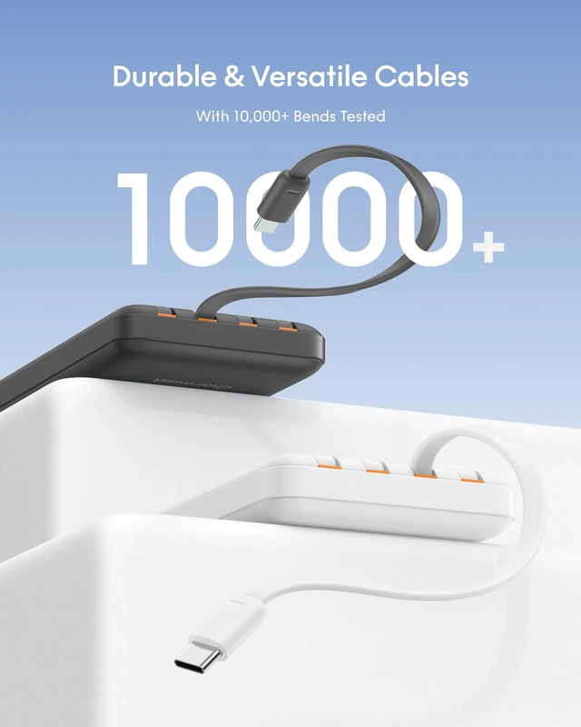 Alt view image 4 of 7 - charmast Portable Charger Fast Charging,Built-in 4 Cables,6 Outs & 4 Inputs | 22.5W 10000 mAh Power Bank USB C Battery Pack Charge 6 Devices at Once,compatible with iPhone,iPad,SamsungTravel Essential