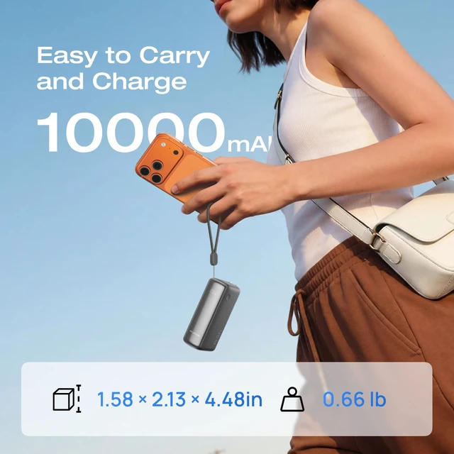 Alt view image 4 of 7 - EF ECOFLOW Rapid 45W Power Bank 3-in-1 Portable Charger with Foldable Wall Plug, USB C 2.3ft Cable And USB-C Port,10000mAh Battery Bank Fast Charging for iphone 17/16/15 Series, Galaxy, ipad, and More