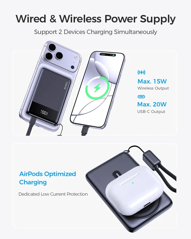 Alt view image 5 of 7 - MagSafe Portable Charger 5000mAh, Ultra Slim Wireless Magnetic Power Bank | Travel Essentials 20W Fast Charging with USB C Cable, 15W Wireless Battery Pack for iPhone 18/17/16/15/14/13/12 Series