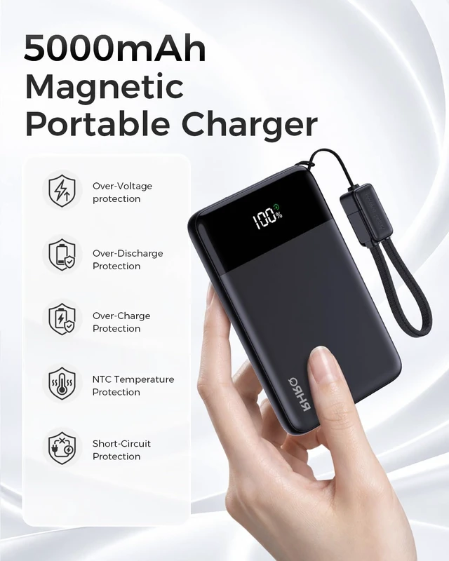 Alt view image 6 of 7 - MagSafe Portable Charger 5000mAh, Ultra Slim Wireless Magnetic Power Bank | Travel Essentials 20W Fast Charging with USB C Cable, 15W Wireless Battery Pack for iPhone 18/17/16/15/14/13/12 Series