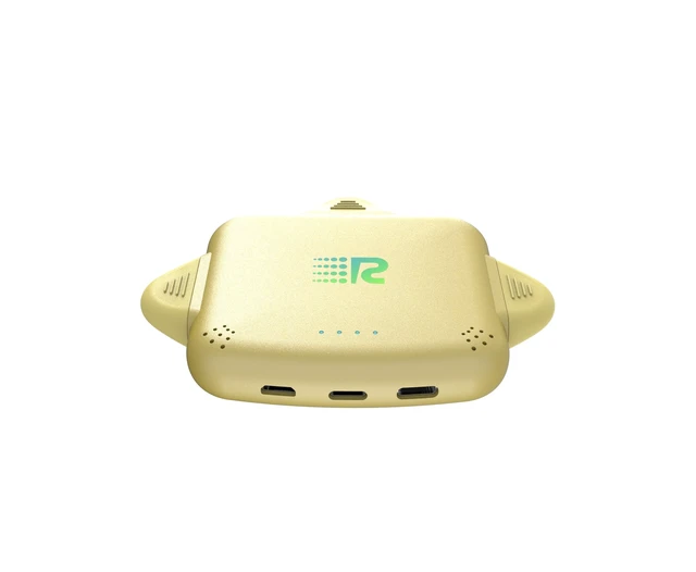 Alt view image 4 of 6 - Rush Charge Universe Mini Power Bank Portable Charger Lightning USB-C Gold | 3300mah, 2.4A, 3 in 1 Portable Charger Fast Charging Lightning, Type C Micro-USB Pre-Charged Pass Through Charges 3 Devices