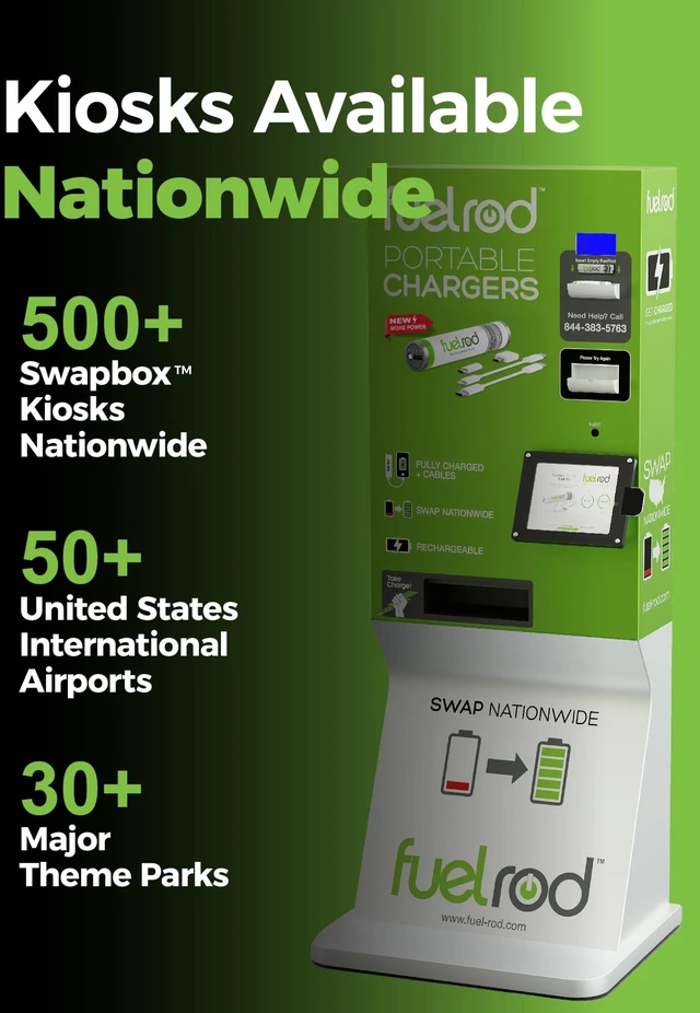 Alt view image 6 of 6 - FuelRod USB-C Portable Charger Kit - Pack of 2 - Includes All Cables & Adapters Compatible with All Tablets & Smart Phones, Rechargeable Backup Power Bank, Swap for Charged Rod at Kiosk