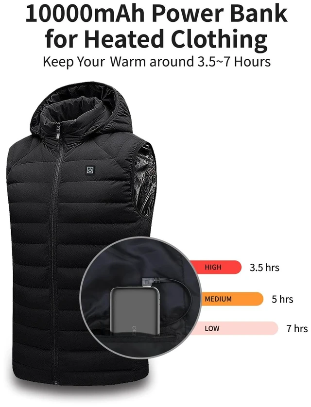 Alt view image 2 of 7 - OKZU 5V 2A Power Bank for Heated Vest, Jacket, Stadium Seats, Chair, 10000mAh Fast Charging Battery Pack for USB Heated Clothing, Heated Blanket, Coat, Sleeping Bag