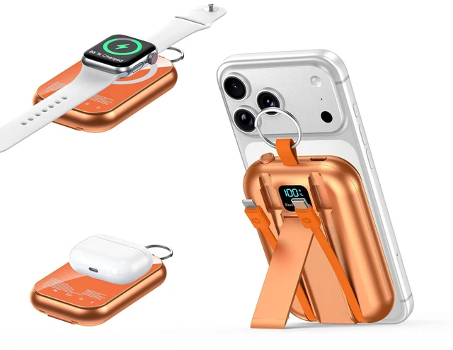 Main image of for MagSafe Portable Charger, 10000mAh Power Bank with Built-in 2 Cables | Magnetic Battery Pack with LED Display, USB C PD 22.5W Fast Charging, Mini Keychain Powerbank for iPhone, iWatch & AirPods