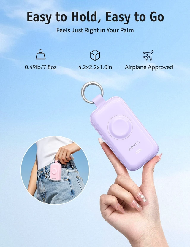 Alt view image 7 of 7 - RORRY CharmGo Pro 45W Portable Charger Power Bank 10000mAh Battery Pack | Fast Charging, Built-in Cables, 3-in-1 Keychain Design, for iPhone, Apple Watch, iPad, MacBook, Travel Essential, Pocket Size