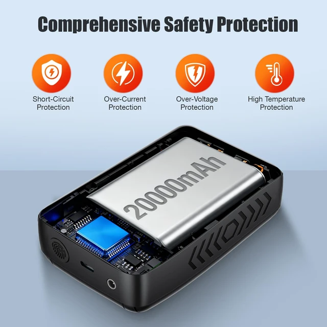 Alt view image 7 of 7 - Whsahans 7.4V 5V 20000mah Battery Pack for Heated Veats Jackets for ORORO, Venustas, Rechargeable Power Bank Battery Pack for Heating Vests Jackets Hoodies Pants Coat Suit with DC Port for Men Women