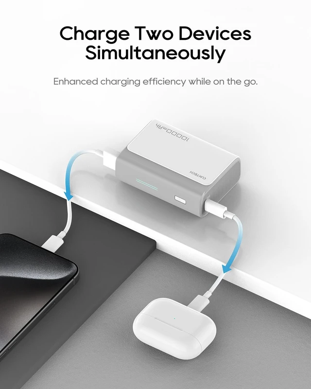 Alt view image 5 of 7 - CUKTECH 30W Mini Power Bank, 10000mAh(2S1P) Portable Charger PD3.0 Fast Charging, Dual-Charging Ports Battery Pack, for iPhone 16/15/14/13 Series, Samsung S24/S23/S22, iPad, AirPods, and More (Grey)