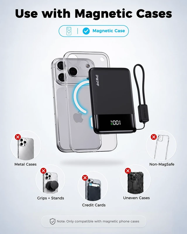 Alt view image 6 of 7 - Magnetic Power Bank, 5000mAh Magsafe Phone Charger with USBC Lanyard Cable | 20W Travel Essentials MagSafe-Compatible Battery Pack, Wireless Battery Pack for iPhone 12-18 Series and More