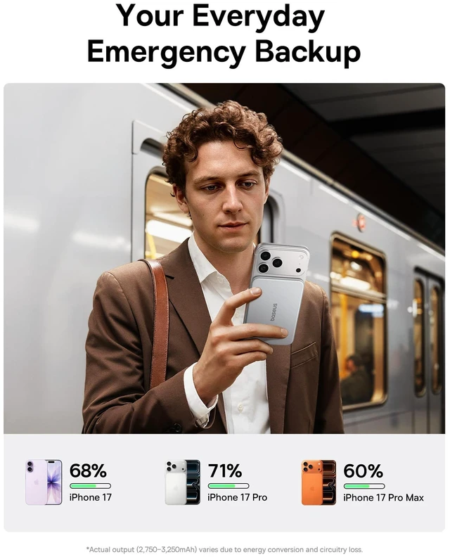 Alt view image 4 of 7 - Baseus Picogo Air AM71 CCC Certified 5000mAh Ultra Slim Power Bank 0.27 " | Magnetic Wireless Charging, Built-in 22.5W USB-C Cable, Fast charging, Compatible With iPhone 18/17/16/15/14/13 Only