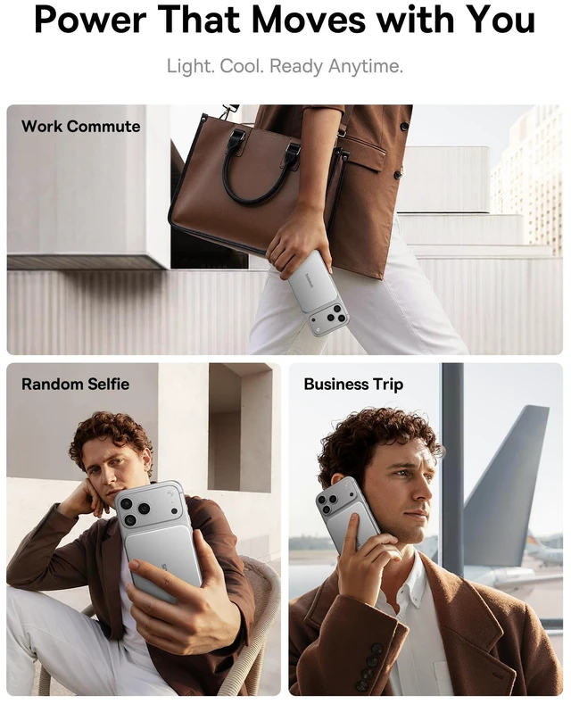 Alt view image 5 of 7 - Baseus Picogo Air AM71 CCC Certified 5000mAh Ultra Slim Power Bank 0.27 " | Magnetic Wireless Charging, Built-in 22.5W USB-C Cable, Fast charging, Compatible With iPhone 18/17/16/15/14/13 Only