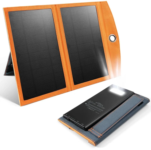 Main image of Luvknit Solar Power Bank Panel 20000mAh & 4.9ft USB-C Cable, Solar Phone Charger for Emergency, Equipped with Dual 5V / 2.1A USB Outputs & Flashlight, IPX4 Waterproof, Perfect for Camping