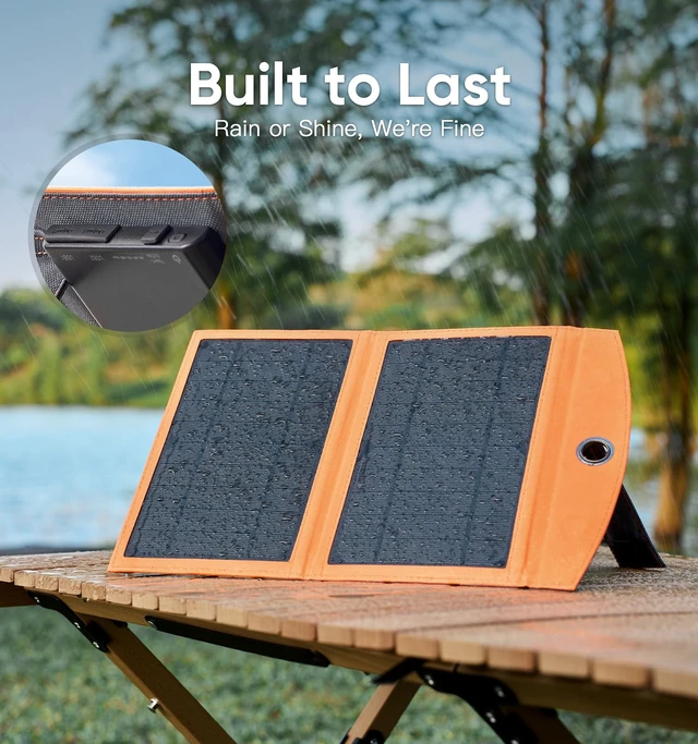 Alt view image 5 of 7 - Luvknit Solar Power Bank Panel 20000mAh & 4.9ft USB-C Cable, Solar Phone Charger for Emergency, Equipped with Dual 5V / 2.1A USB Outputs & Flashlight, IPX4 Waterproof, Perfect for Camping